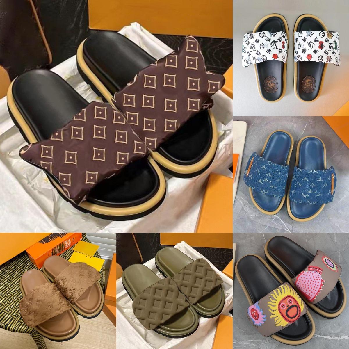 Designer Pool Pillow sandals couples slippers men women summer flat shoes fashion beach slippers fashion beach crocs slides