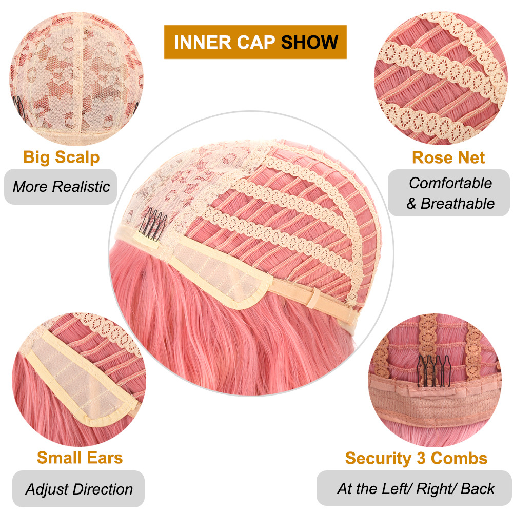 Synthetic Wigs Water Ripple Short Curly Hair Wig Female Wig Head Cover Mechanism 14inch High Temperature Fiber