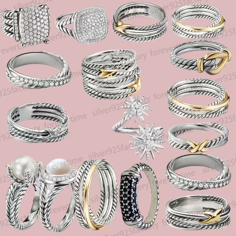 HOT Ring For Women 1:1 High Quality Wedding rings with diamonds engagement Station Cable Collection Vintage Ethnic Loop Hoop Pendant Punk designer Jewelry gift