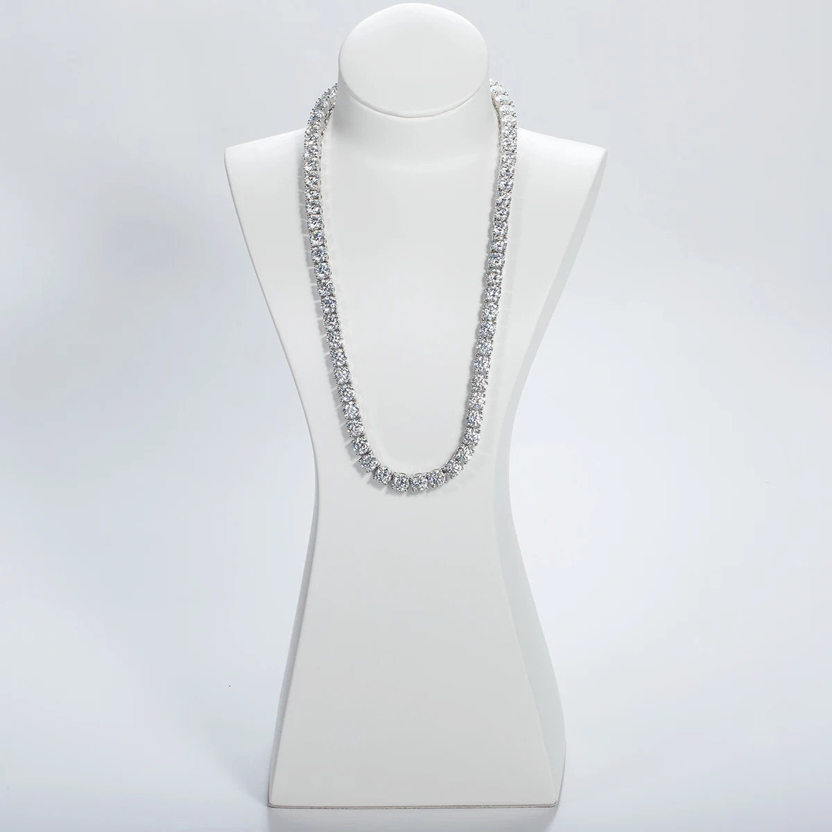 AnuJewe 65mm 66cttw D Color Diamond Tennis Chain Necklace 925 Sterling Silver 18K Gold Plated Neckalces Jewelry 240305