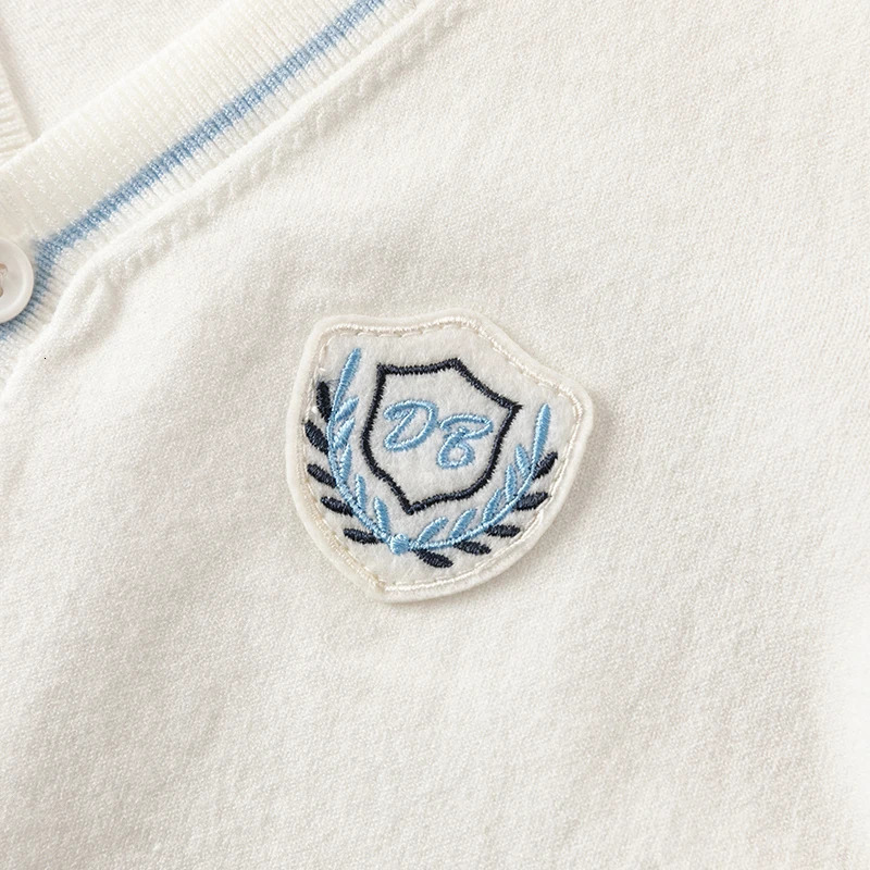 Dave Bella 2024 Summer Clothes Boy's Childrens Baby Fashion Thin Coat Knitted Sweater Cardigan Academic-Style DB2241007 240304