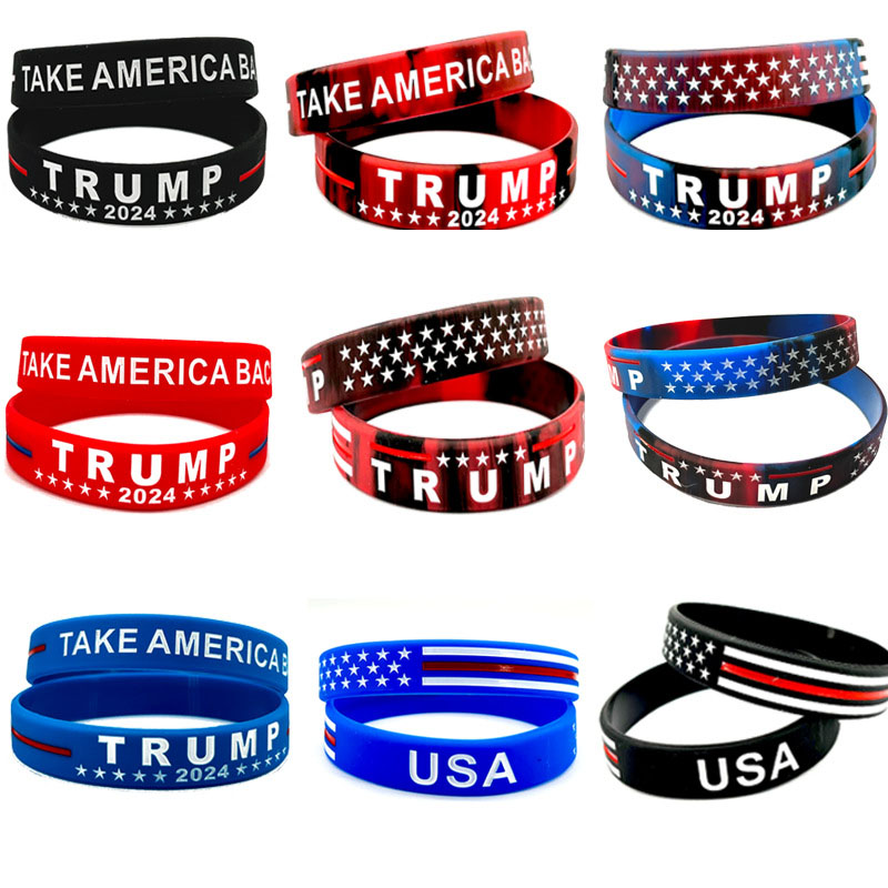 9 styles Trump 2024 Silicone Bracelet Party Favor America Flag Great Wristband