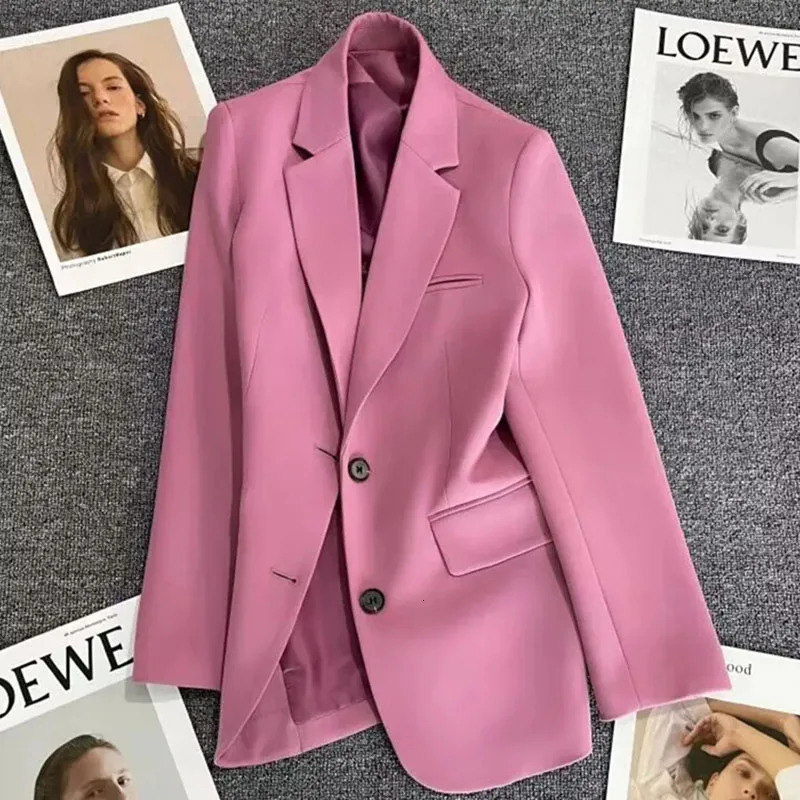 Spring Autumn Women Coat Korean Fashion Leisure Office Blazer Versatile Solid Long Sleeved Suit Tops Female Jacket Outerwear 240306