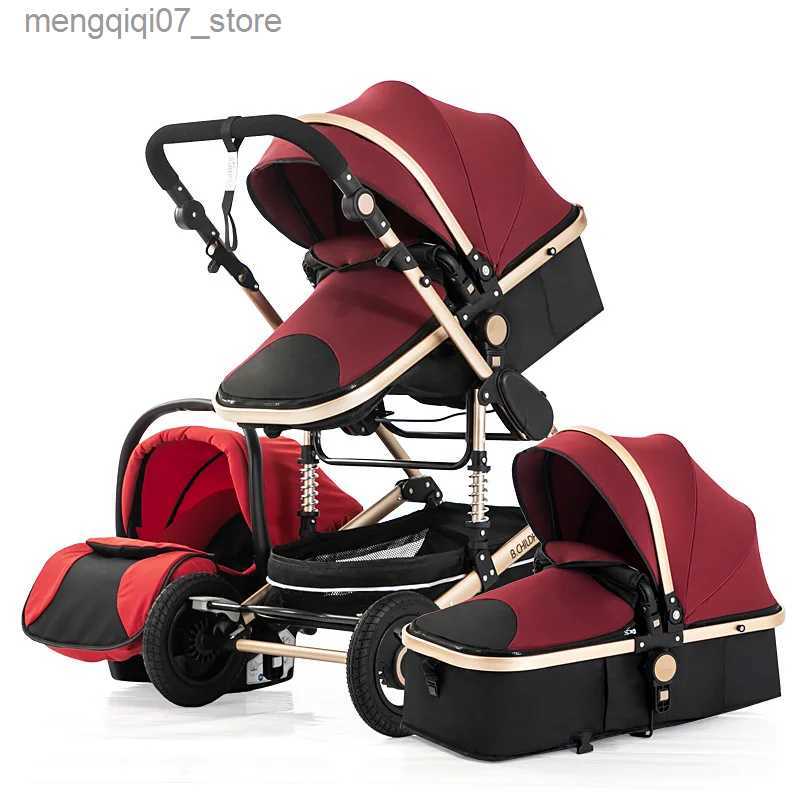 Strollers# 3 in 1 baby stroller Luxury High Landscape baby pram portable baby pushchair multifunctional Newborn Carriage double faced L240319
