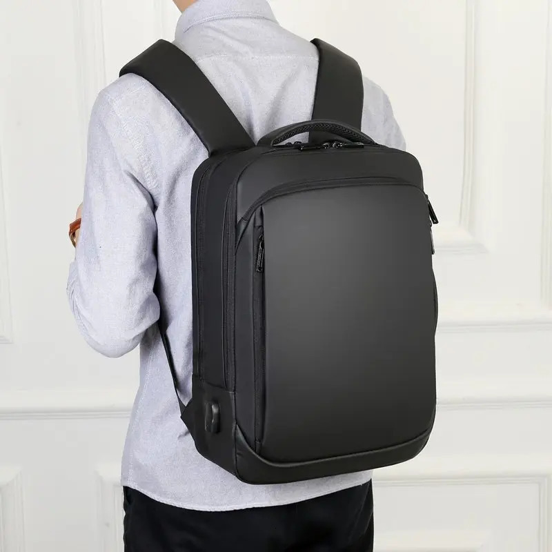 Backpack For Men Multifunctional Business Notebook USB Charging Waterproof Film Mens Backbag Casual Bag 240313