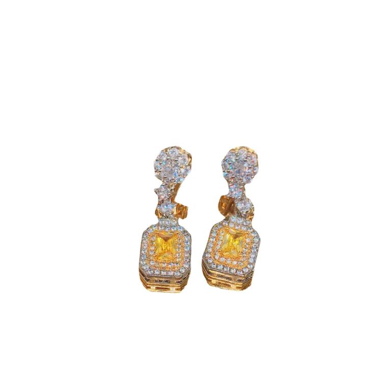 Sterg Sier Dangle Earrings, Princess Cut Yellow 5A CZ, Jewelry for Women dh5727163