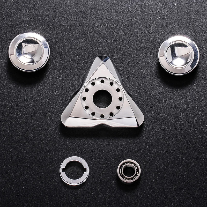 10 Styles Triangular Stainless Steel Metal EDC Fidget Hand Spinner Finger Stress Tri-Spinner Autism ADHD Anxiety Stress Gift 240312