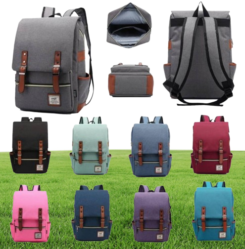 Vintage Laptop Bag Backpack Women Mens Knapsack School College Racksack Fits 15 inch Notebook Computer Bags Shoulderbag Bookbag Sa