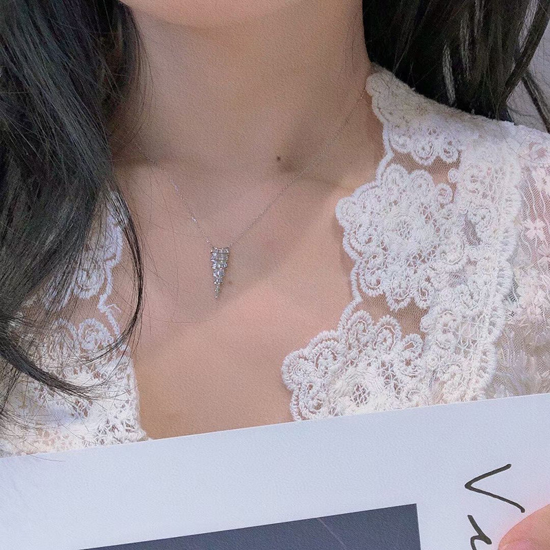 Sterg Sier Princess Cut Topaz Pendant Necklace: Jewelry for Women