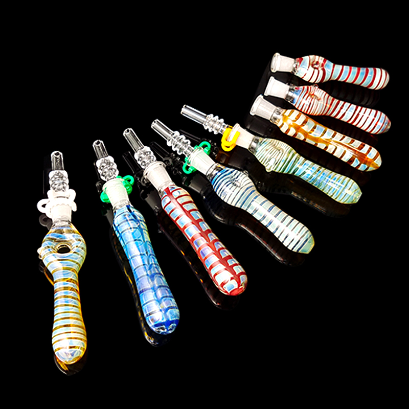 Mini Glass Bong Smoking Hand Pipes Borosilicate Nector Collector 10mm joint With Titanium Quartz Ceramic Nail Oil Burner Small Water Pipe NC Kits Wholesale