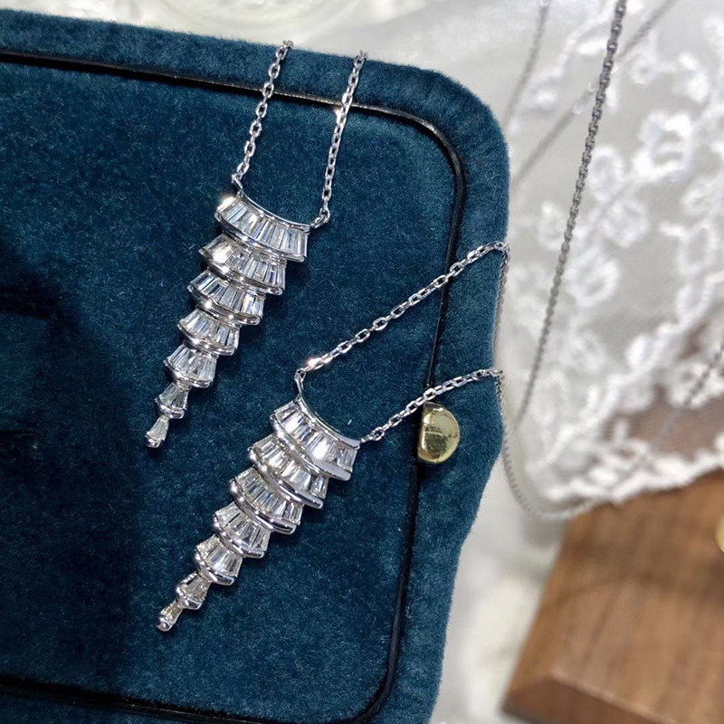 Sterg Sier Princess Cut Topaz Pendant Necklace: Jewelry for Women