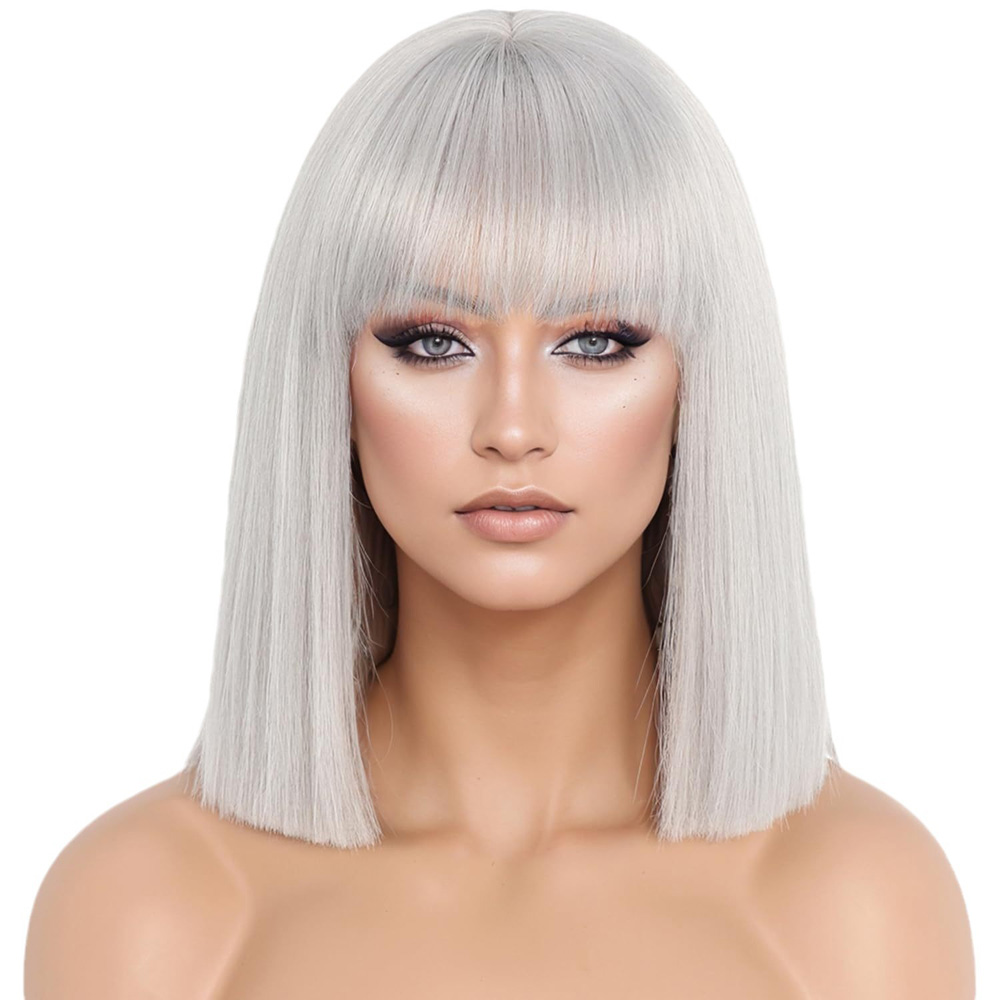 Synthetic Wigs Holiday Party Wig Girl BobWigs Short Straight Hair Full-mechanism Headgear