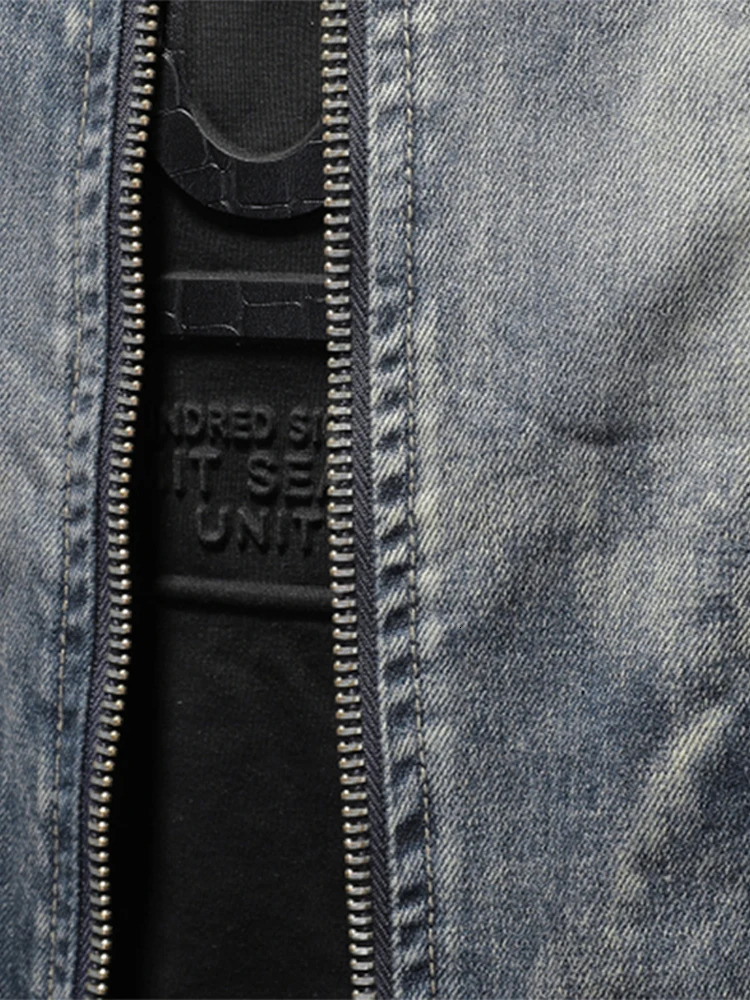 Denim Jacket Men Casual Loose Large Fashion Zipper Oneck Coat Man 2024 Spring Soft Amercian Long Sleeves Street Outwears 240311