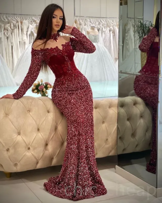 April Aso Ebi Burgundy Mermaid Prom Dress Lace Beaded Sexy Evening Formal Party Second Reception Birthday Engagement Gowns Dress Robe De Soiree