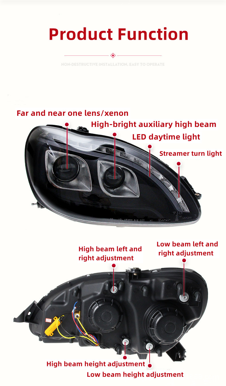 Headlight For BENZ S Class W220 2002-2005 LED Car Lamps Daytime Running Lights Dynamic Turn Signals