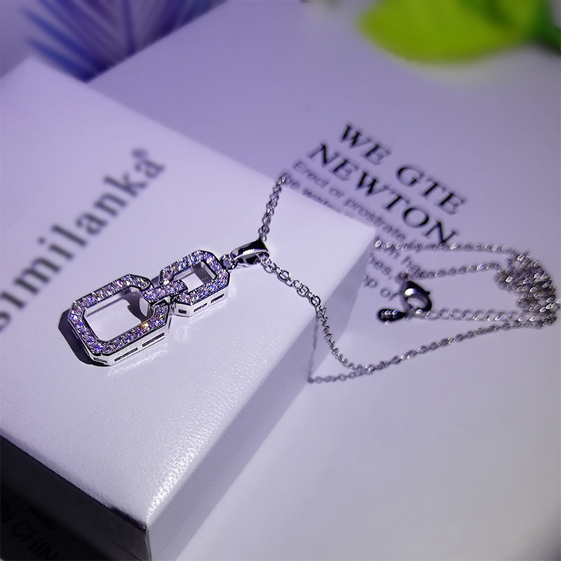 Sterg Sier Chain Pendant Necklace Women, Simple Fashion Jewelry with 5A Cubic Zirconia Stones, Perfect for Parties, Beach Wear and Everyday Elegance