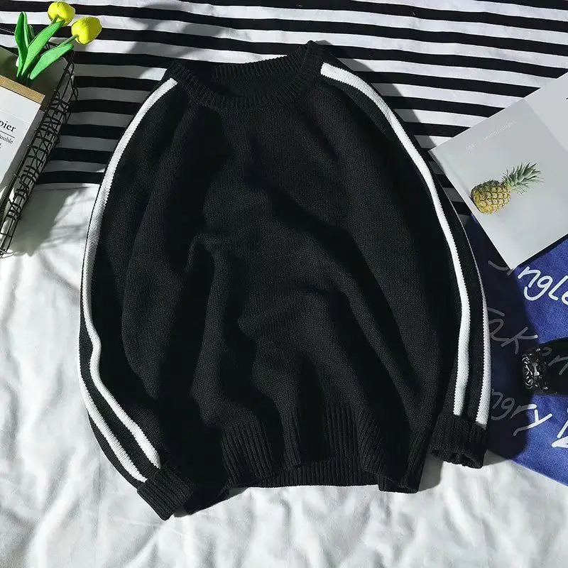 Sweater Christmas Warm Knitted Long Sleeve Autumn Pullovers Couple Chic Patchwork ONeck College Japanese Style Ins 240228