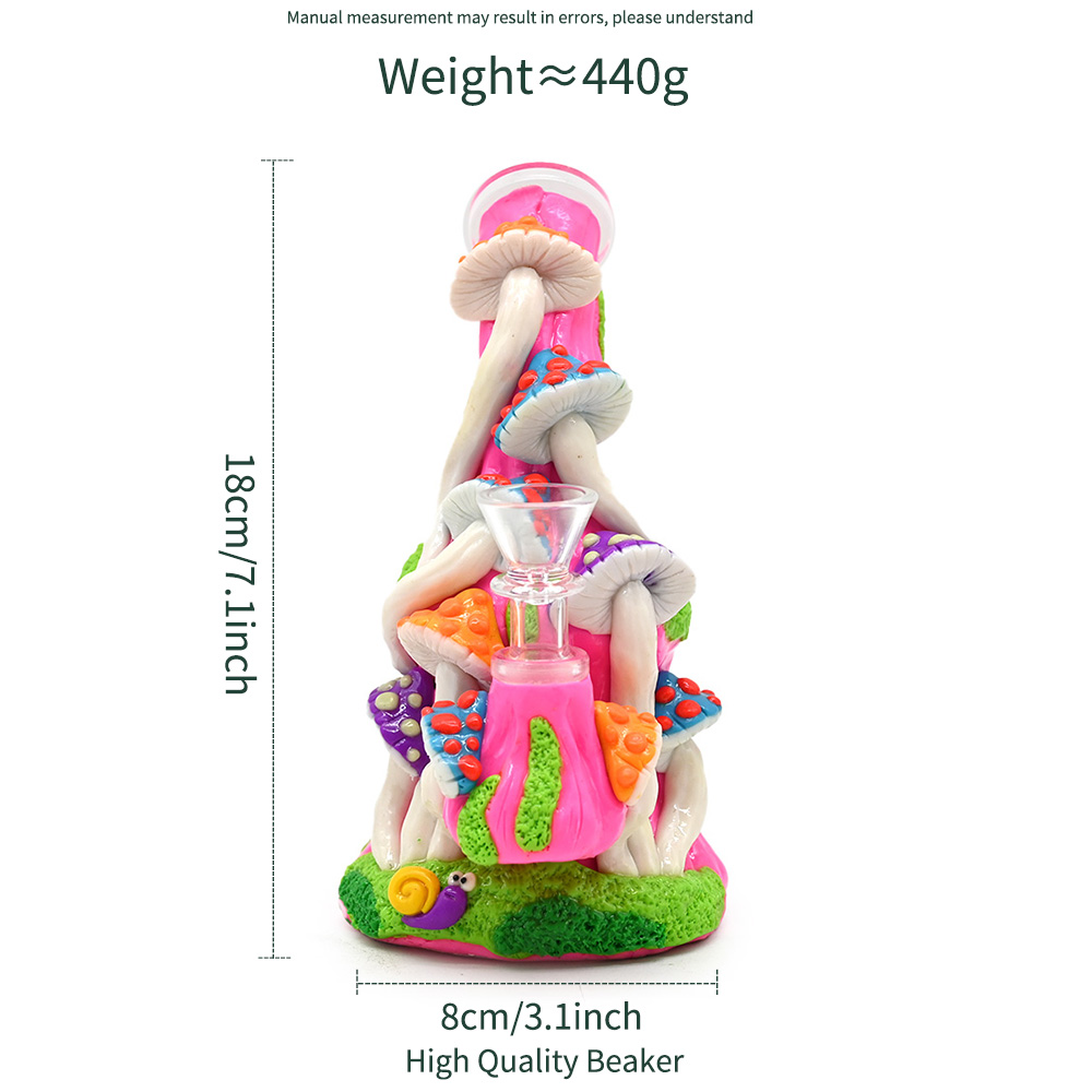 7.1in,Glass Mushroom Bongs With Polymer Clay Decorations,Hand Painted Glass Rigs,Cute Glass Pipes,Handmade Glass Hookah,Borosilicate Glass Water Pipe,