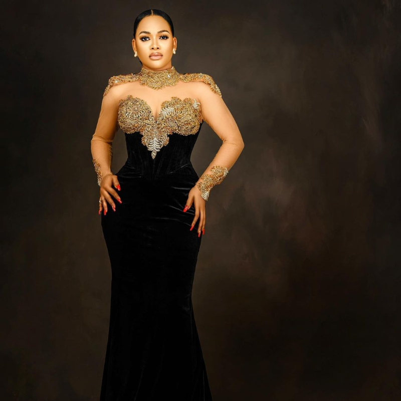 Arabic Aso Ebi Black Mermaid Prom Dresses Lace Beaded Crystals Evening Formal Party Second Reception Birthday Engagement Gowns Dress