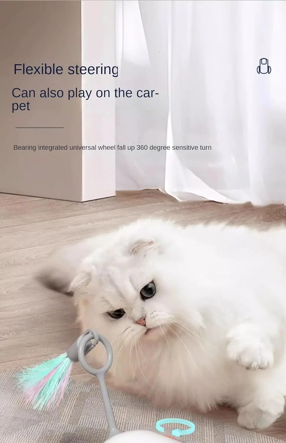 ATUBAN Interactive Gravitational Running and cat teasersKeep Cats HappyGravity Sports car Cat Teaser Stick Cat Toys 240315