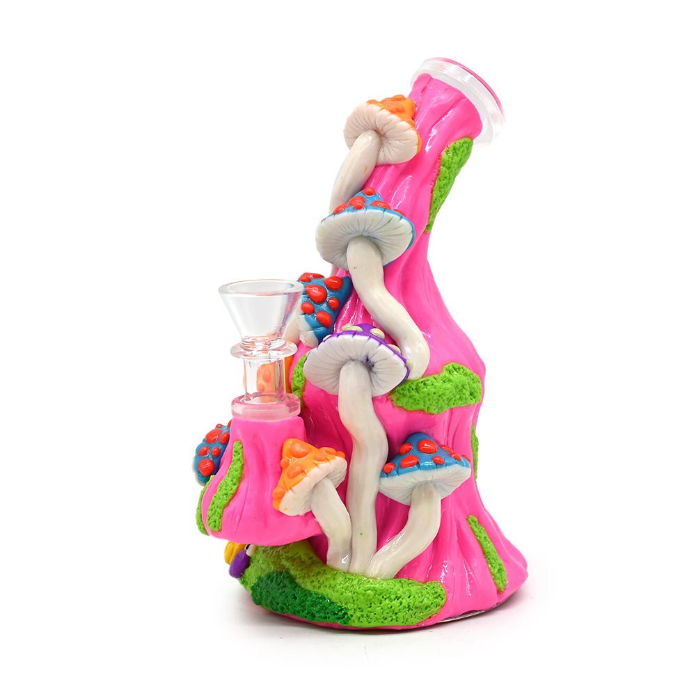 7.1in,Glass Mushroom Bongs With Polymer Clay Decorations,Hand Painted Glass Rigs,Cute Glass Pipes,Handmade Glass Hookah,Borosilicate Glass Water Pipe,