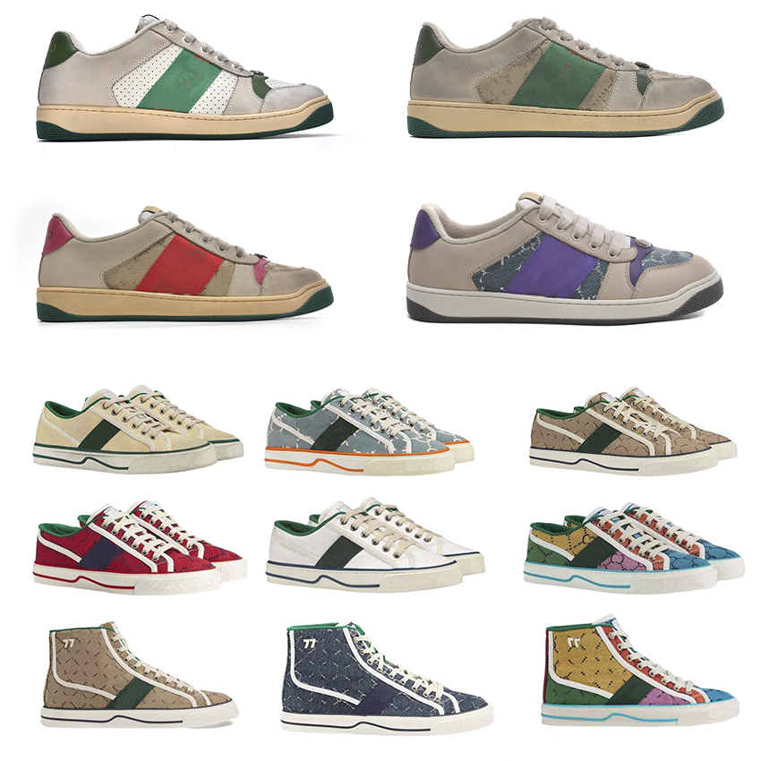 Screener 1977 Tennis Sneakers Designer Shoes Gussie for Women's Crystal Womens 1977 Tennis Sneaker Top Brand Striped Fashion Retro Dirty Leather Mens
