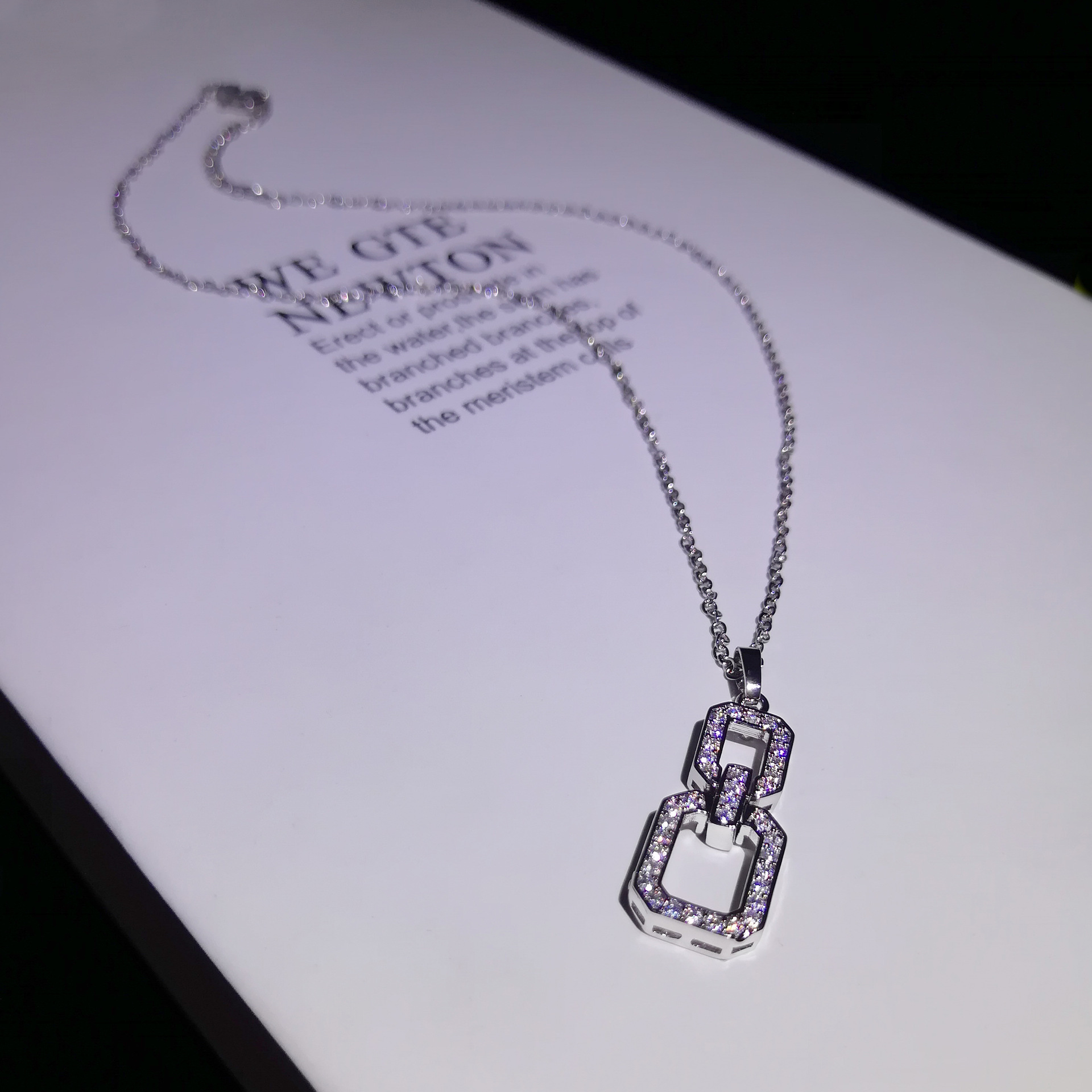 Sterg Sier Chain Pendant Necklace Women, Simple Fashion Jewelry with 5A Cubic Zirconia Stones, Perfect for Parties, Beach Wear and Everyday Elegance