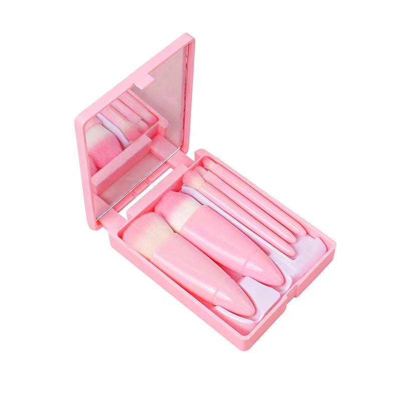 Mini Travel Portable Box Set of 5 Makeup Brushes