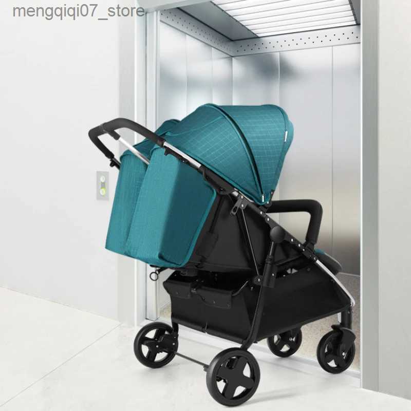 Strollers# Twin Baby Stroller Second Child Baby Sitting and Lying Stroller Push Non-detachable Strollers Side By Side lightweight strollers L240319