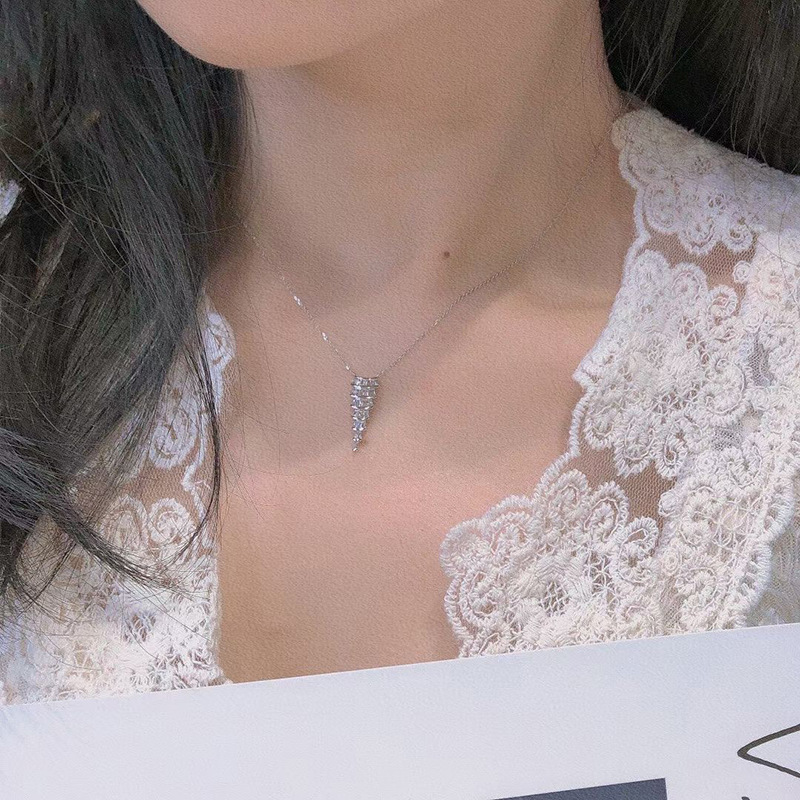 Sterg Sier Princess Cut Topaz Pendant Necklace: Jewelry for Women