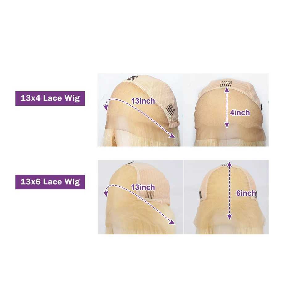 Synthetic Wigs 180 Density 613 Frontal Preplucked Deep Wave Human Hair 13X4 Blonde Lace Front Wig For Women 240328 240327