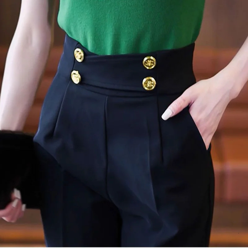 Clothing and Capris Skinny Tailoring Trousers for Woman Leggings Office Womens Harem Pants Slim Work High Waist Outfits Cotton 240309