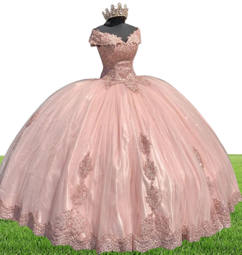 Modest Ball Gown Quinceanera Dresses Off the Shoulder Appliques Lace Sweet 16 Cheap Party Dress vestido de 15 anos