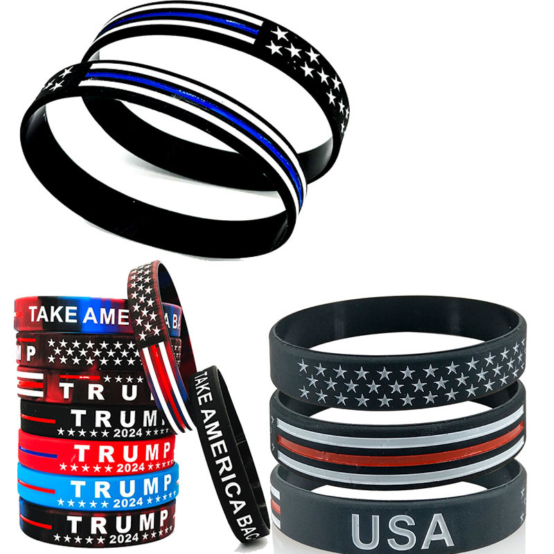 9 styles Trump 2024 Silicone Bracelet Party Favor America Flag Great Wristband