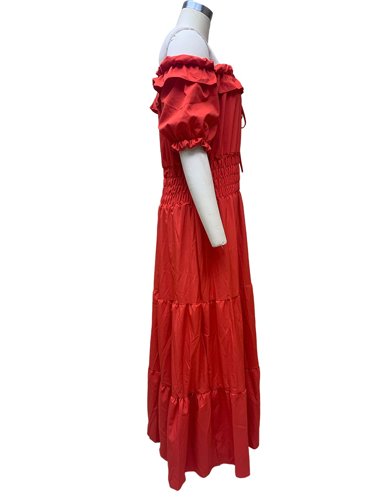 Fashionable Minimalism Solid Color Womens Off Shoulder Short Sleeve Maxi Dress Perfect for a Timeless Fashion Statement AST181987