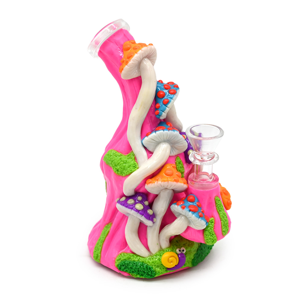 7.1in,Glass Mushroom Bongs With Polymer Clay Decorations,Hand Painted Glass Rigs,Cute Glass Pipes,Handmade Glass Hookah,Borosilicate Glass Water Pipe,
