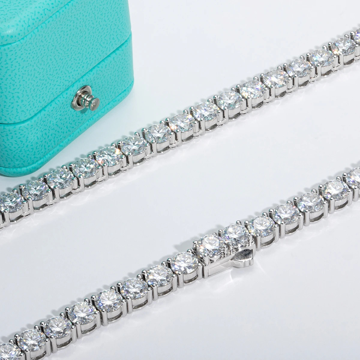 AnuJewe 65mm 66cttw D Color Diamond Tennis Chain Necklace 925 Sterling Silver 18K Gold Plated Neckalces Jewelry 240305