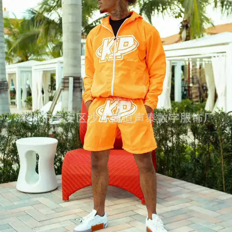 Men's Tracksuits Men's Jacket Shorts Set Digital Full Body Print Men's Summer Casual Sports Trench Coat Two-piece Set T240320