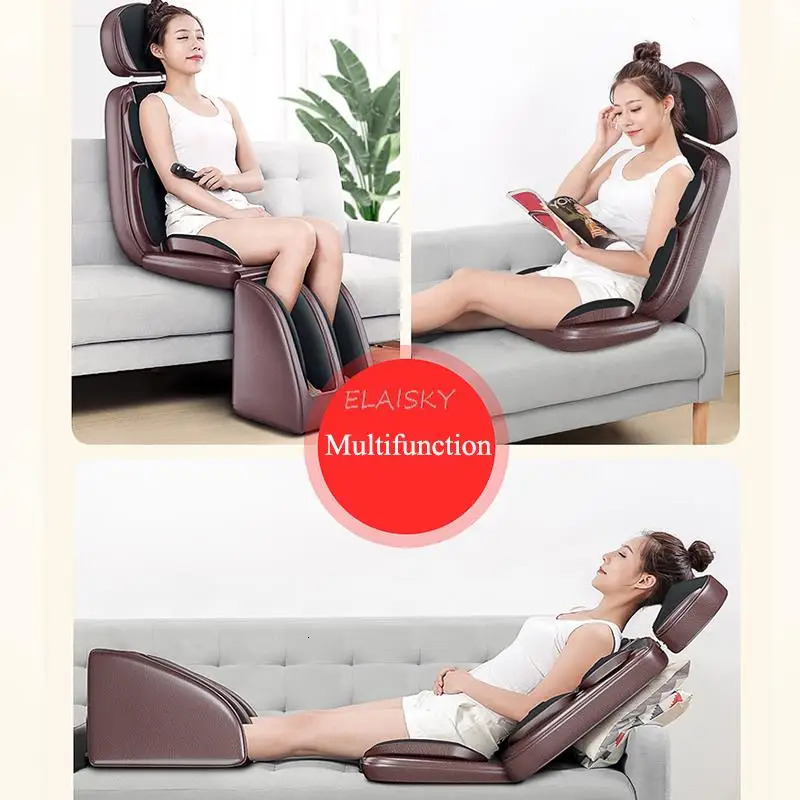 Electric Full Body Massage Chair Neck Back Waist Cushion Heating Vibrate Massaging Pad Seat Sofa Relaxation For 110220V 240309