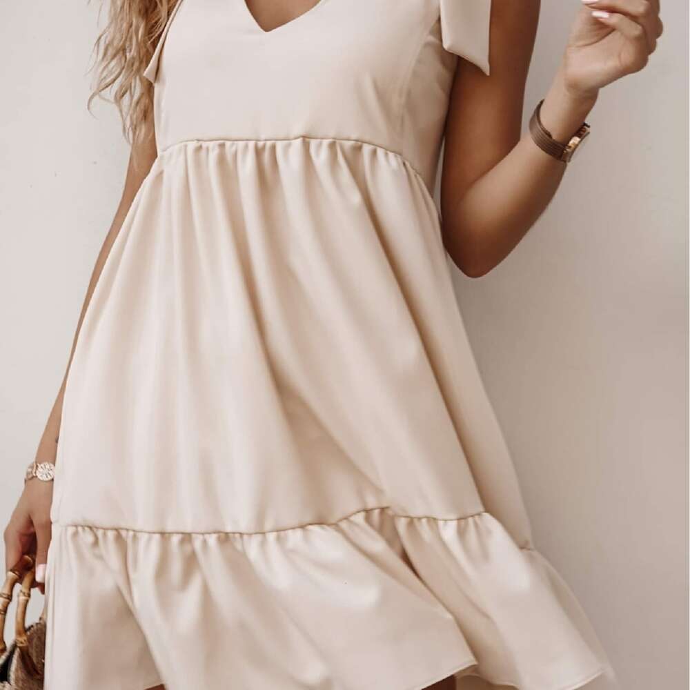 2024 Summer New Solid Color V-neck Dress
