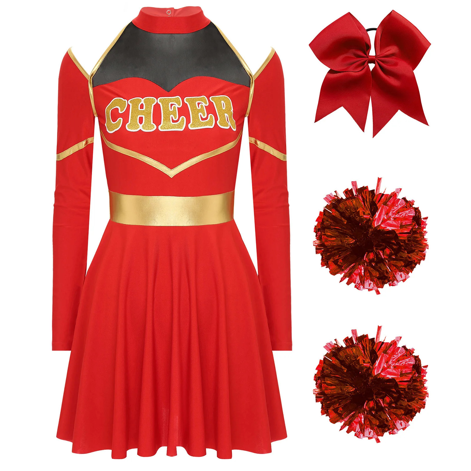 Womens Youthful Cheerleading Costumes Cosplay Cheerlead Uniform Dress Schoolgirls Cheer Dance Outfits Cheerleader Dancewear Sets 240305
