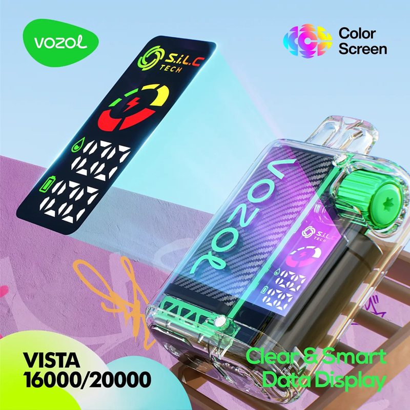 Vozol Vista 20000 Puffs 16000 Puff Bar Disposable E Cigarettes 5% Nicotine 20 Flavors Prefilled Pod Display Screen Vapes 16K 20K Vapers Vaper