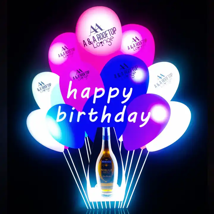 Happy Birthday Balloons Champange Bottle Presenter LED Bar Shelf Light Up Liquor Bottle Display Illuminated Wine VIP Service Carrier