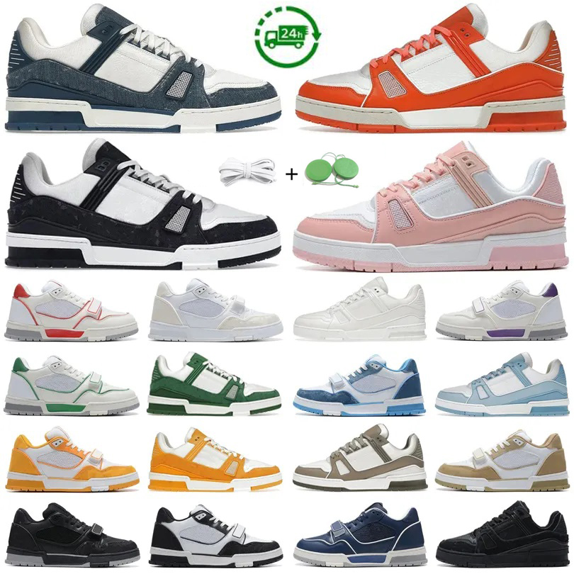 Casual Shoes For Men Women Luxury Designer Sneaker Leather Lace Up Velvet Suede Black White Pink Blue Yellow Green Orange Platform Shoe Men Trainer Sports Sneakers