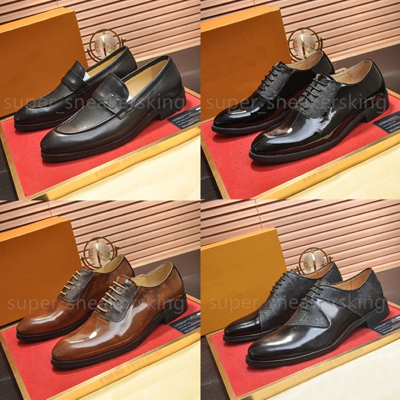 New Mens Loafers Designers Shoes Genuine Leather Men Fashion Business Office Work Formal Dress Shoes Brand Designer Party Weddings Flat Shoe With box 38-45