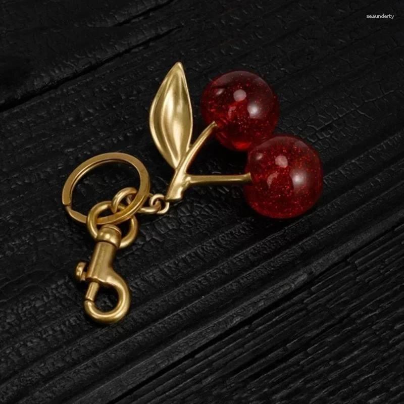 Keychains Exquisite Cherry Keychain Pendant Versatile Bag Charm Antique CherBag For Women's AccessoriesDropship
