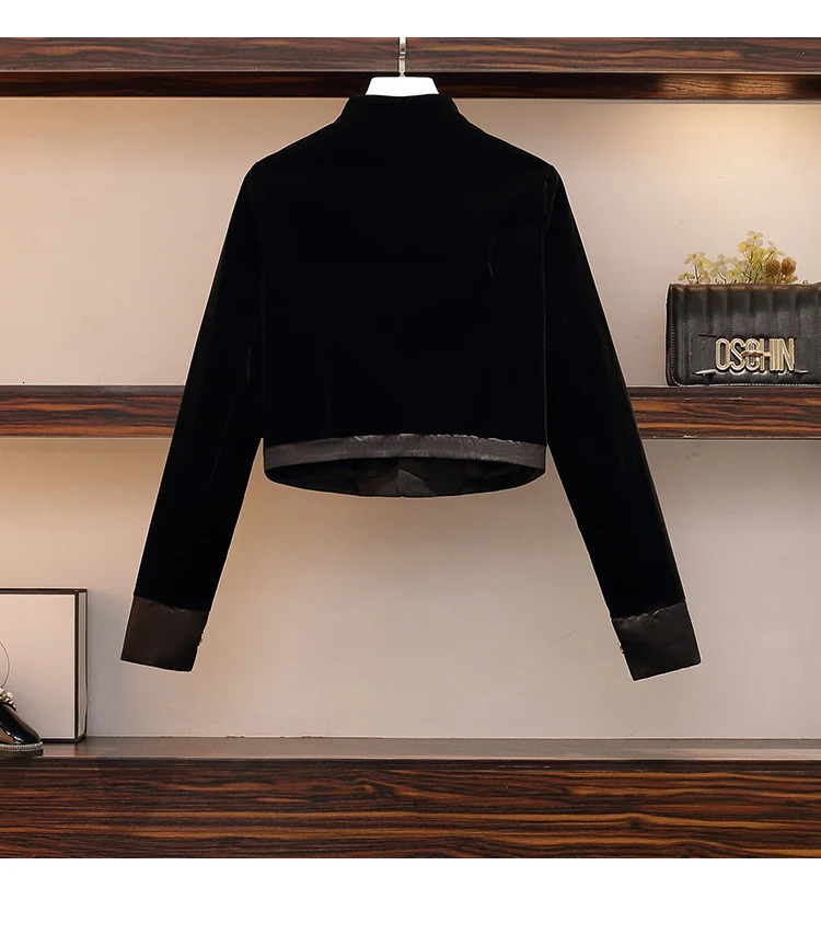 Women Gold Velvet Office Vintage Black Suit Jacket Coat Top And Short Pant Two Piece Set Elegant Outfit Ladies Fall Autumn Cloth 240228