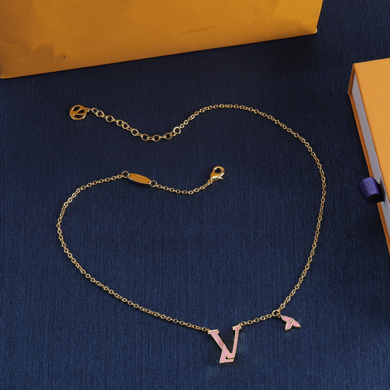 With BOX Pink Letter Pendant Necklaces Designers Gold Plated Fashion Girls Necklace Chocker Christmas Party Best Jewelry No Fade