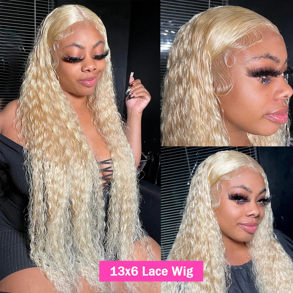Free shipping Peruvian 613 Short Water Wave Bob 13x4 Lace Front Wigs Wet and Wavy Honey Blonde Silaton Human Hair Wig for Women Pre Plucked