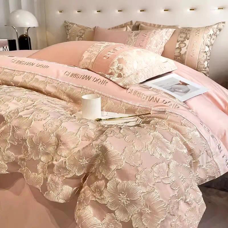 Bedding Sets Set 1200TC Egyptian Cotton Gold Royal Embroidery Duvet Cover Bed Sheets And Pillowcases Home Textiles